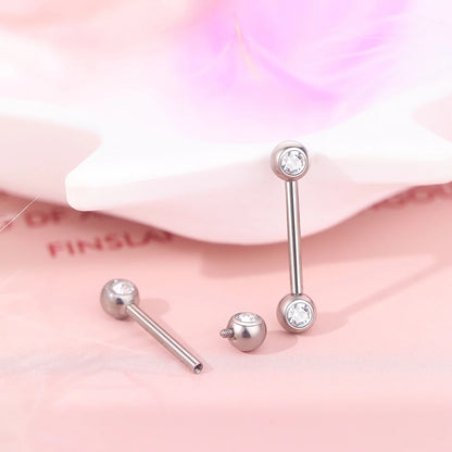 Hypoallergenic Titanium Nipple Barbell with Sparkling CZ Crystal - Versatile & Elegant