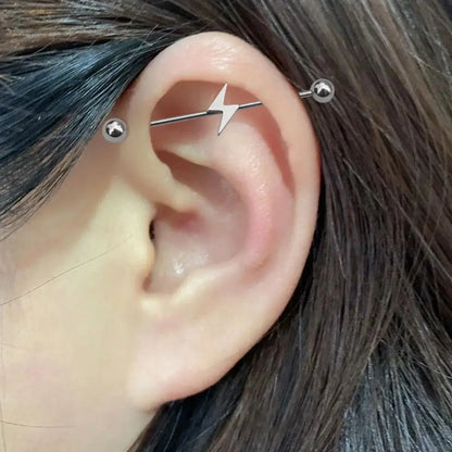 1PC Industrial Piercing Barbells Jewelry Stainless Steel CZ Heart Ball Pearl Cartilage Helix Earring Body Piercing for Women Men