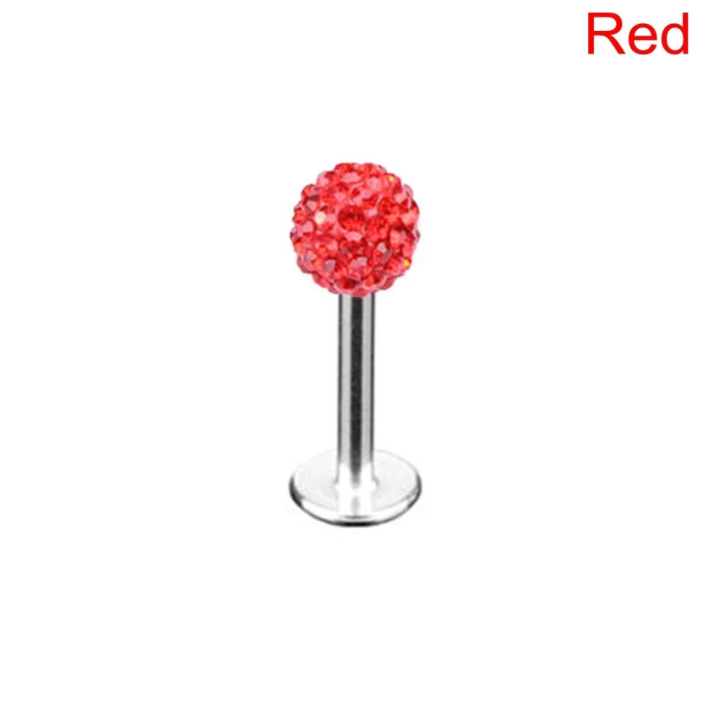 Stylish Labret Stud with Crystal Ball - Versatile Stainless Steel Body Jewelry