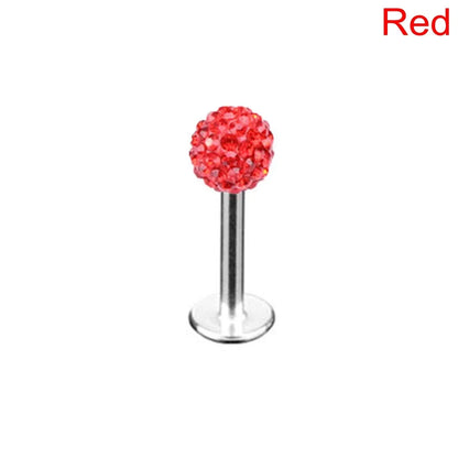 Stylish Labret Stud with Crystal Ball - Versatile Stainless Steel Body Jewelry