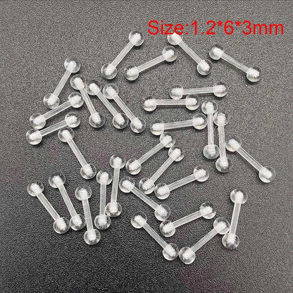 Versatile Acrylic Body Piercing Set - Transparent Barbell Rings for Lips, Ears, Nose, and More