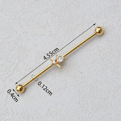 1PC Industrial Piercing Barbells Jewelry Stainless Steel CZ Heart Ball Pearl Cartilage Helix Earring Body Piercing for Women Men