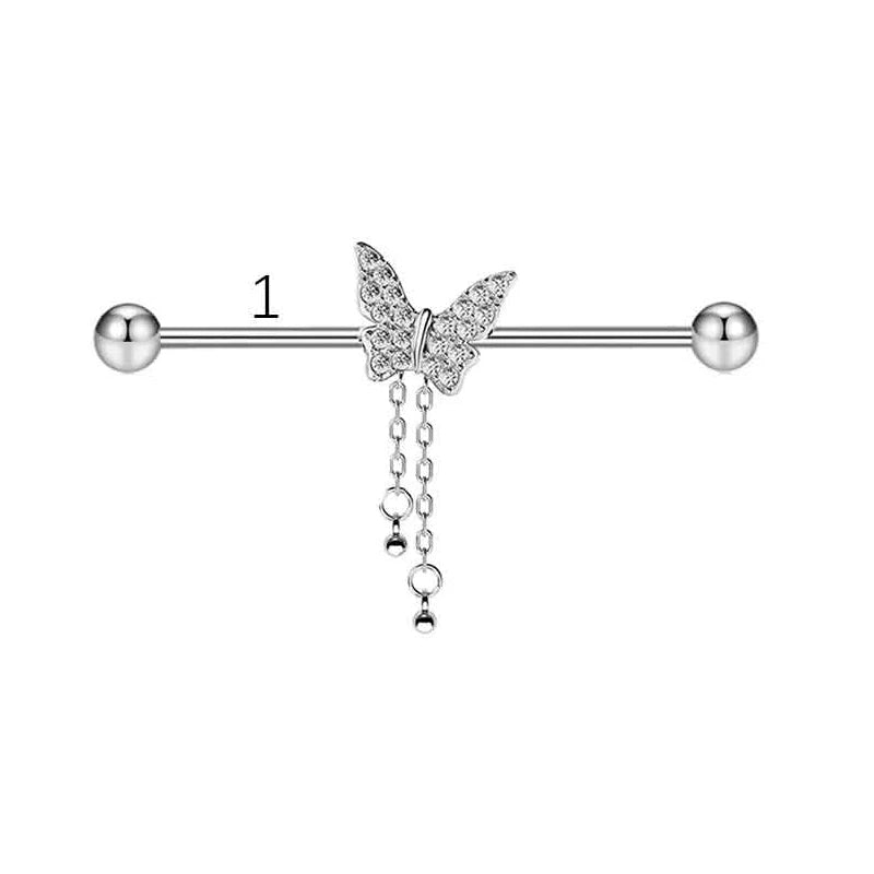 1PCS Stainless Steel dangling Industrial Piercing Barbell 14G Star Industrial Earring Tragus Cartilage Jewelry Industrial Rings