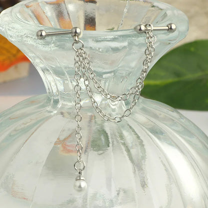 New Silver Color Industrial Piercing Chain Earrings for Women Fashion Ear Cartilage Helix Barbell Surgical Steel Jewelry Gifts