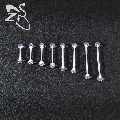 ZS 1PC Acrylic Stud Earring for Women Men Transparent Double Headed Round Earring Ear Helix Conch Cartilage Piercing 14G Jewelry