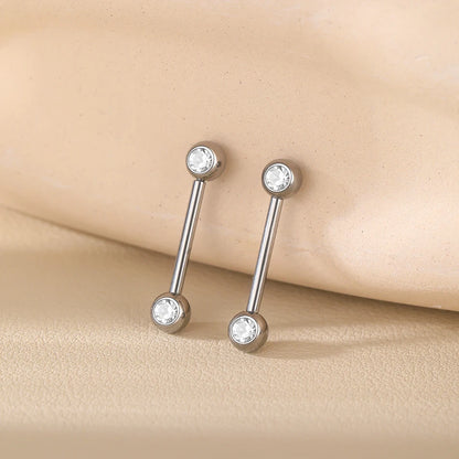 1/2Pcs Titanium Nipple Piercing Jewelry CZ Bezel Tongue Nipple Bars Piercing for Breasts Sexy Piercing Mamilo for Women 12-20mm