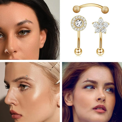 1PC Surgical Steel Piercing Jewelry Curved Barbell Eyebrow Ring Helix Tragus Lip Piercing Daith Rook Earrings for Women
