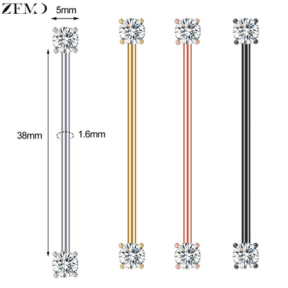 ZEMO 14G Stainless Steel Industrial Barbell Earrings - Versatile and Stylish for All Occasions