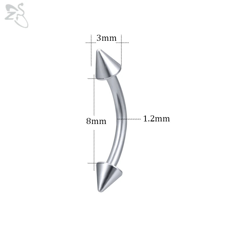 Versatile Black Stainless Steel Long Spike Eyebrow Ring for Any Occasion