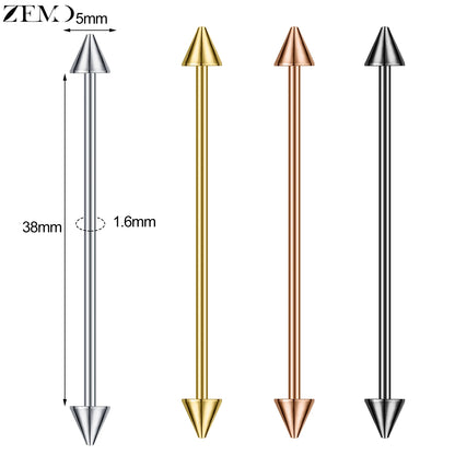 ZEMO 38MM Stainless Steel Industrial Barbell Earrings - Unisex, Multistyle