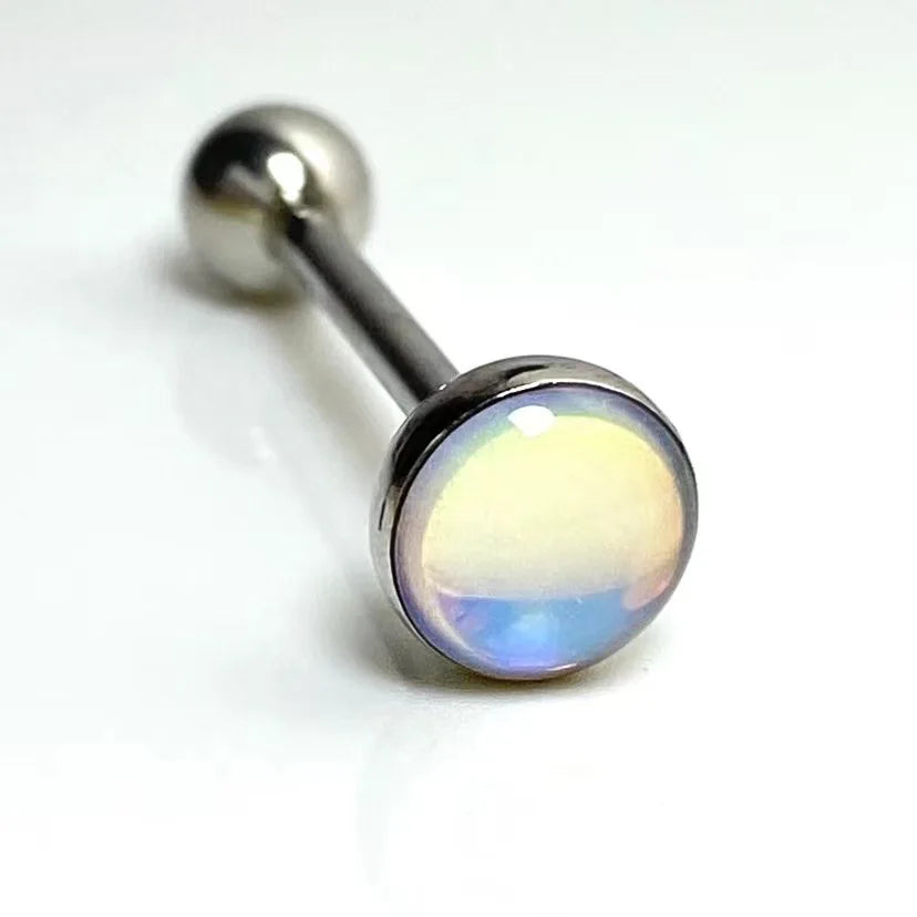 Stainless Steel Tongue Piercing Rings 14G Oil Luminescence Pink Blue Tongue Stud Studs Earrings BCR Piercings Body Jewelry Gifts