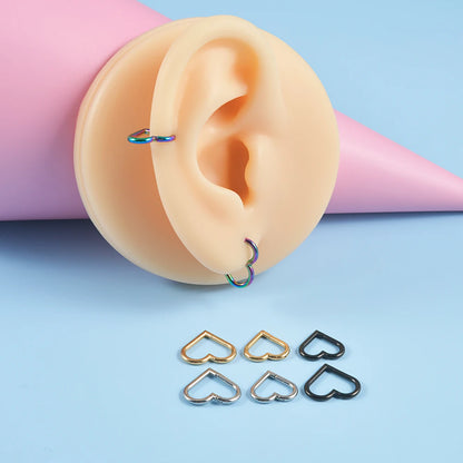 1pcs Stainless Steel Heart Shape Clicker Ear Tragus Cartilage Daith Helix Lobe Earrings Septum Nose Ring Body Piercing Jewelry
