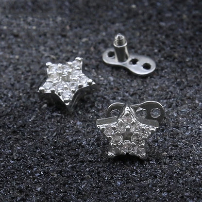 Elegant Stainless Steel Dermal Anchor Set with Cubic Zirconia