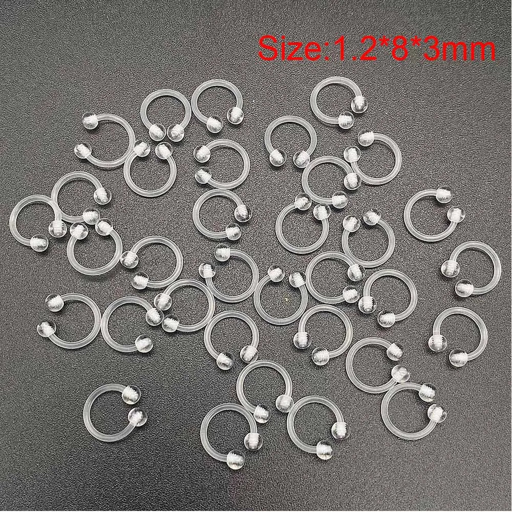 Versatile Acrylic Body Piercing Set - Transparent Barbell Rings for Lips, Ears, Nose, and More