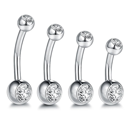 1PCS G23 Titanium 14G Gold Color Belly Button Rings Navel Nombril Piercing CZ Gem 6/8/10/12mm Bar Belly Piercing Sexy Jewelry