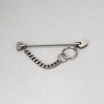 1PC Surgical Steel Industrial Piercing Jewelry With Chain Tassel Bridge Piercing Barbell Earrings Scaffold Bar for Women Men 16G