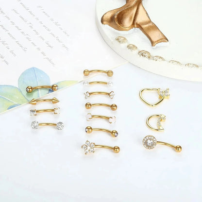 1PC Surgical Steel Piercing Jewelry Curved Barbell Eyebrow Ring Helix Tragus Lip Piercing Daith Rook Earrings for Women