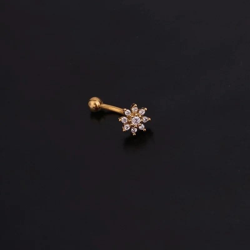 Flower Star Curved  Eyebrow Piercing Bar Colour Ball Barbell Curve Banana Cartilage Ear Piercing