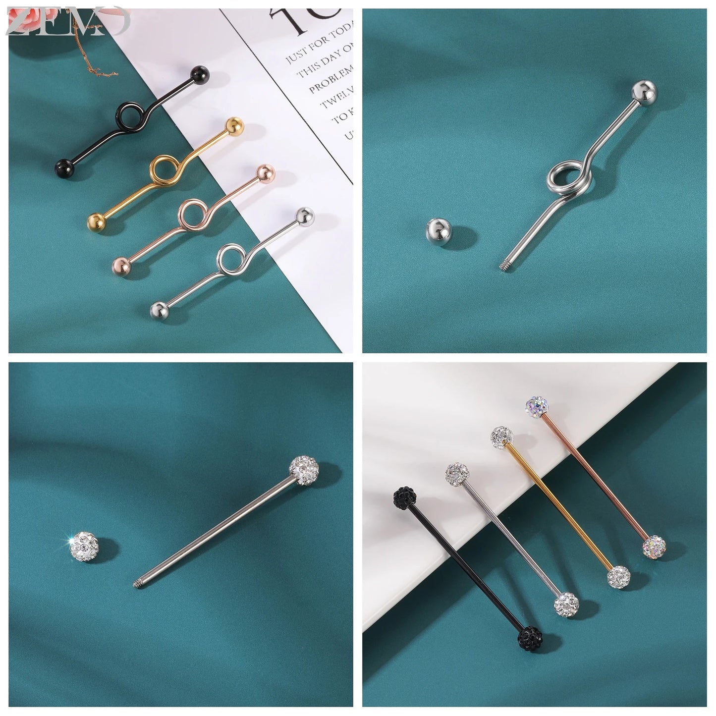 ZEMO 14G Stainless Steel Industrial Barbell Earrings - Versatile and Stylish for All Occasions