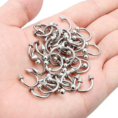 1Pair Steel Circular Barbell Horseshoe 16G 20G Lip Eyebrow Nose Septum Piercings Hoop Ear Cartilage Helix Lobe Earring Piercings