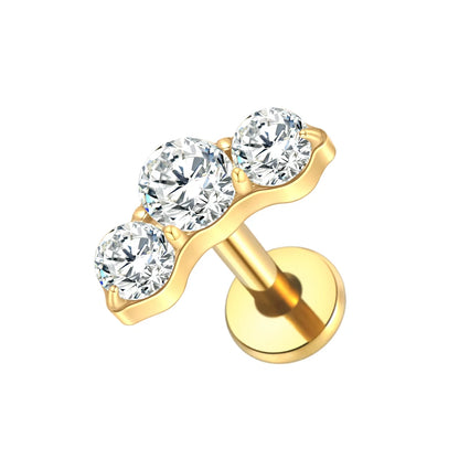 1pc Titanium White Green Zircon Stud Earring for Women Flat Back Helix Tragus Labret Piercing Body Jewelry