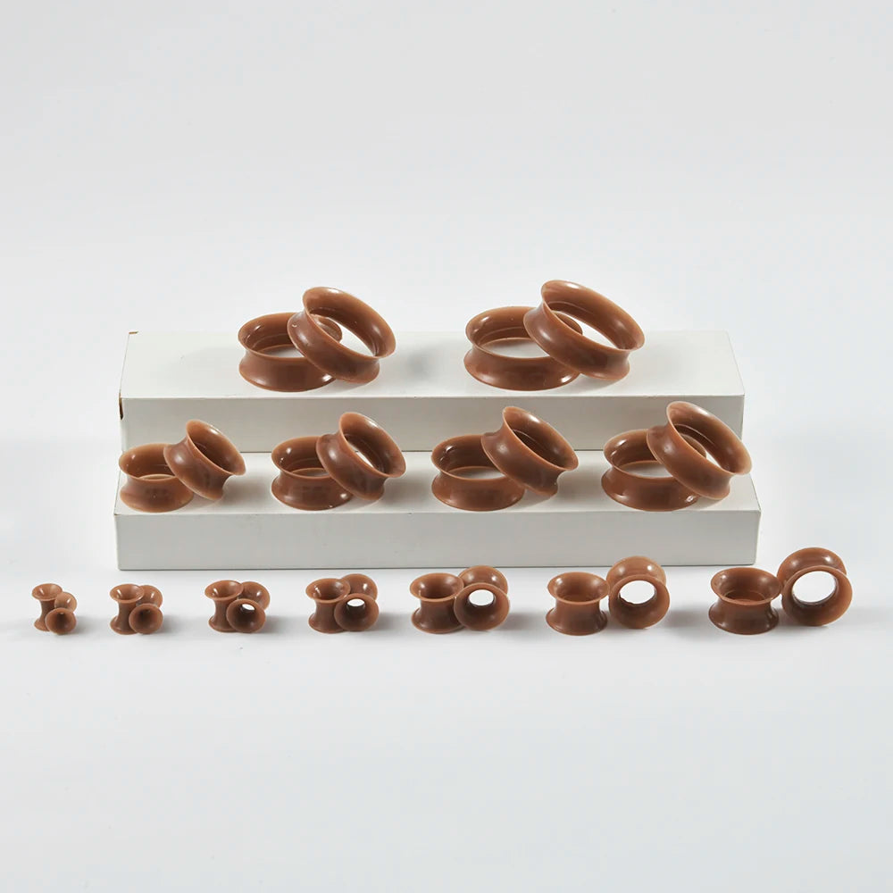 Pair Skin Thin Soft Flexible Ear Tunnels Double Flare Ear Plugs Flesh Tunnel Ear Gauge Expander Stretcher Earlets Earrings