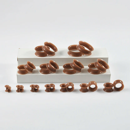 Pair Skin Thin Soft Flexible Ear Tunnels Double Flare Ear Plugs Flesh Tunnel Ear Gauge Expander Stretcher Earlets Earrings