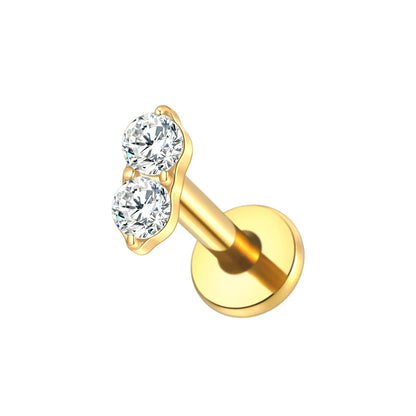 1pc Titanium White Green Zircon Stud Earring for Women Flat Back Helix Tragus Labret Piercing Body Jewelry
