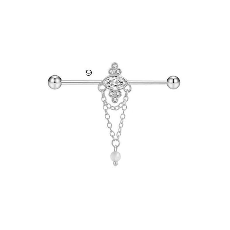 1PCS Stainless Steel dangling Industrial Piercing Barbell 14G Star Industrial Earring Tragus Cartilage Jewelry Industrial Rings