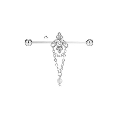 1PCS Stainless Steel dangling Industrial Piercing Barbell 14G Star Industrial Earring Tragus Cartilage Jewelry Industrial Rings