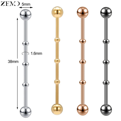 ZEMO 14G Stainless Steel Industrial Barbell Earrings - Versatile and Stylish for All Occasions