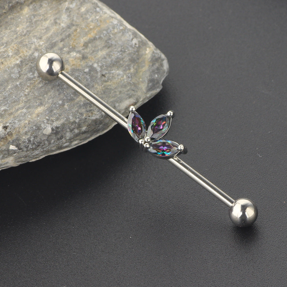 Surgical Steel Zircon Industrial Barbell Piercing Bar Fashion Jewelry 14G Star Moon Industrial Barbell Body Piercing Ear Studs