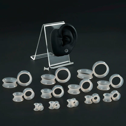 Pair Skin Thin Soft Flexible Ear Tunnels Double Flare Ear Plugs Flesh Tunnel Ear Gauge Expander Stretcher Earlets Earrings