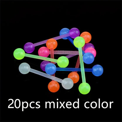 Glow in the Dark Acrylic Body Piercing Jewelry Set of 20 - Versatile Style for All Occasions
