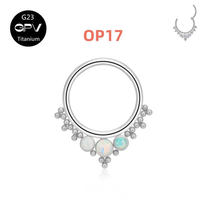 G23 Titanium Nose Ring with Zircon & Opal - Versatile Body Jewelry