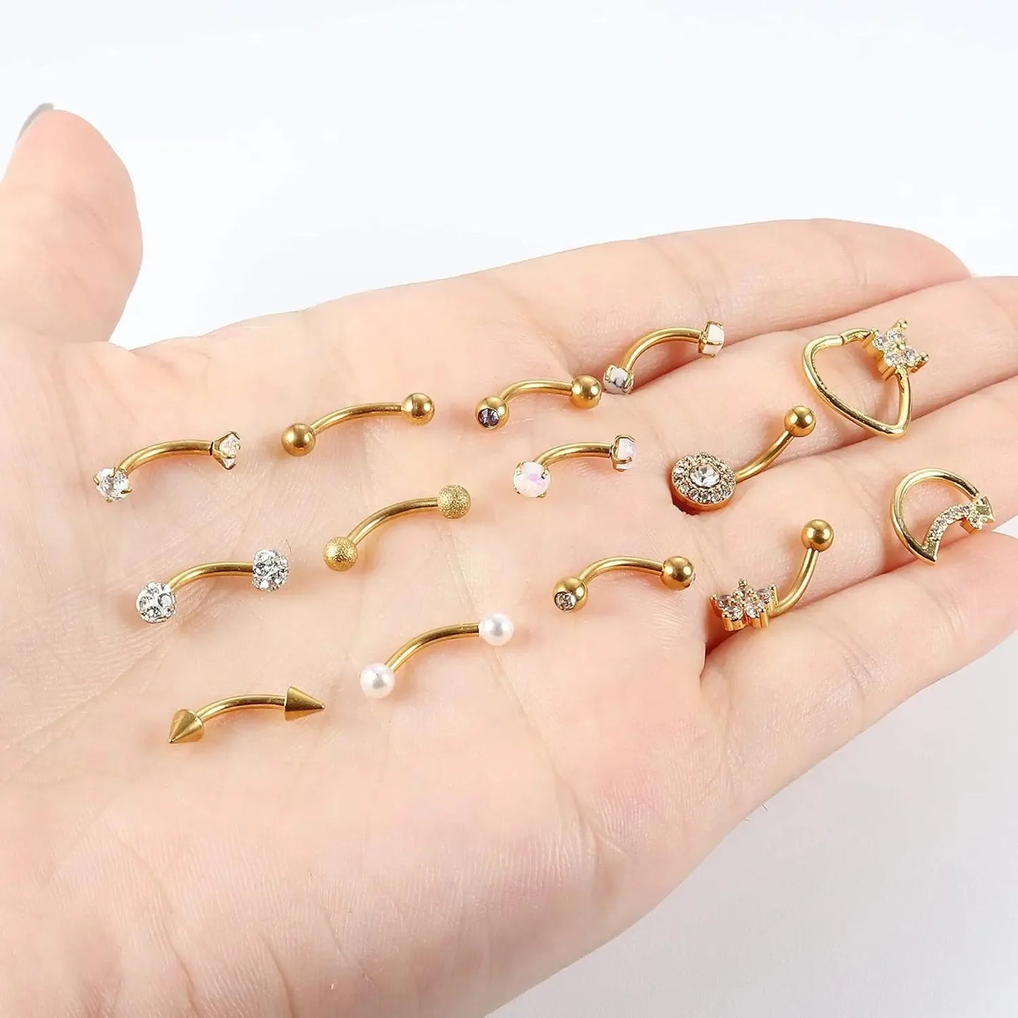 1PC Surgical Steel Piercing Jewelry Curved Barbell Eyebrow Ring Helix Tragus Lip Piercing Daith Rook Earrings for Women