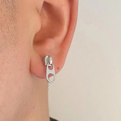 Design Zipper Head Stud Earrings for Women Men Hollow Out Creative Personalized Metal Style Y2K Accessories Fashion Jewelry Gift