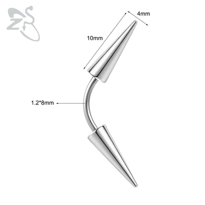 Versatile Black Stainless Steel Long Spike Eyebrow Ring for Any Occasion