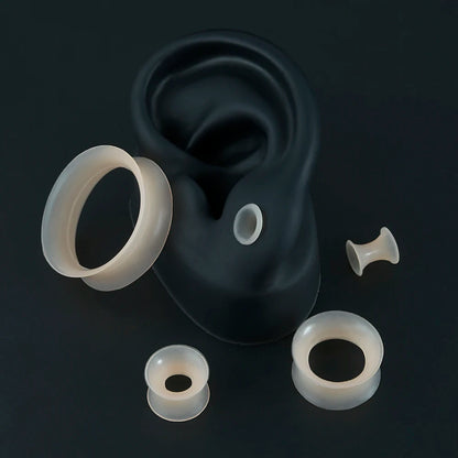 Pair Skin Thin Soft Flexible Ear Tunnels Double Flare Ear Plugs Flesh Tunnel Ear Gauge Expander Stretcher Earlets Earrings