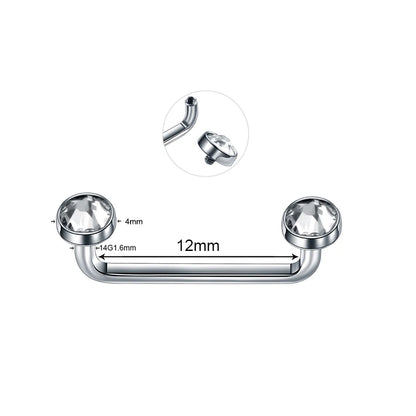 1PC Titanium 16G 14G External&Internal Thread Surface Bar Industrial Barbell CZ Micro Dermal Anchors Ring Piercings Sexy Jewelry