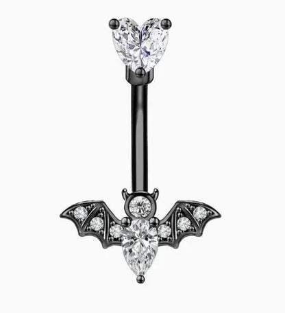 Elegant Stainless Steel Crystal Bat Faux Nose Ring - Non-Piercing Clip on Hoop