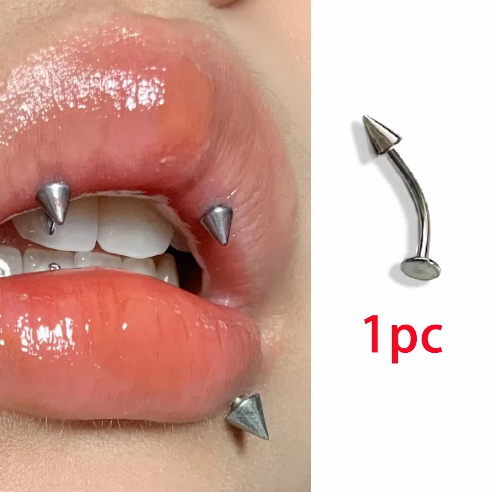 Punk Style Stainless Steel Chain Lip Stud - Versatile Cartilage Stud Earrings for All Occasions