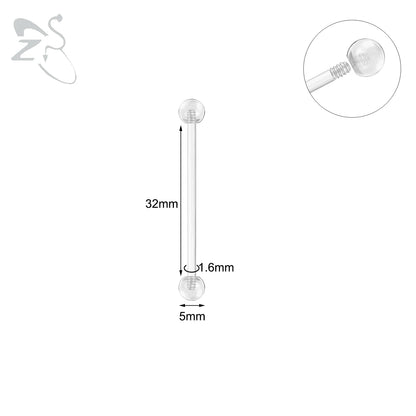 ZS 1PC Acrylic Stud Earring for Women Men Transparent Double Headed Round Earring Ear Helix Conch Cartilage Piercing 14G Jewelry
