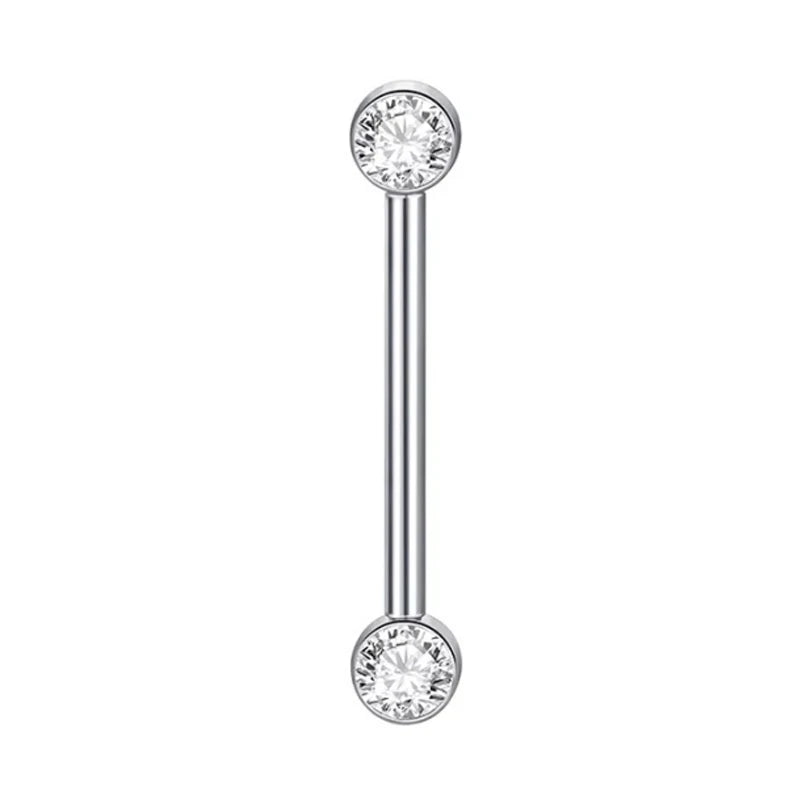 Hypoallergenic Titanium Nipple Barbell with Sparkling CZ Crystal - Versatile & Elegant