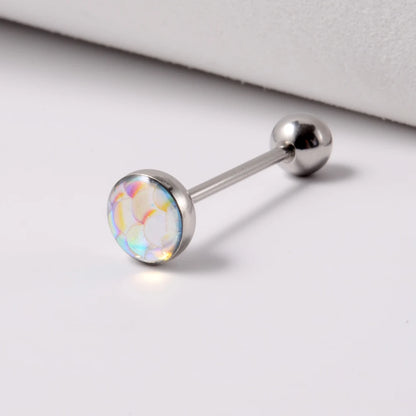 1PC 14G Tongue Rings Surgical Steel Tongue Piercing Jewelry for Women Men Fish Scales Ball Tongue Ring Barbell Piercing