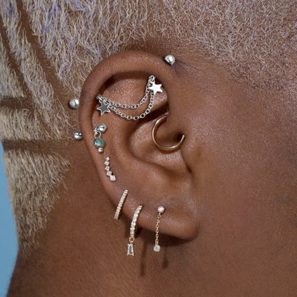 New Silver Color Industrial Piercing Chain Earrings for Women Fashion Ear Cartilage Helix Barbell Surgical Steel Jewelry Gifts