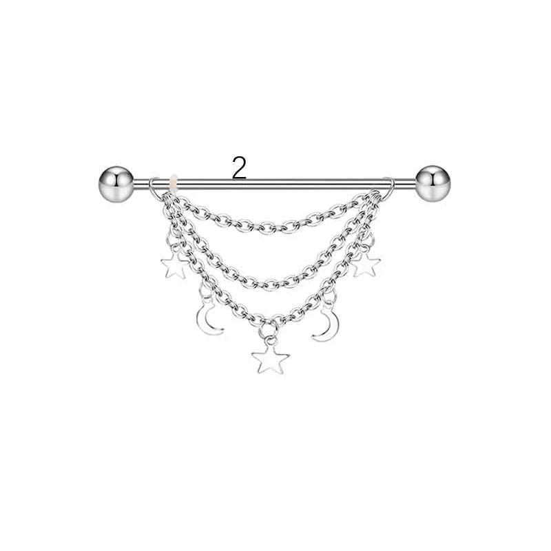 1PCS Stainless Steel dangling Industrial Piercing Barbell 14G Star Industrial Earring Tragus Cartilage Jewelry Industrial Rings