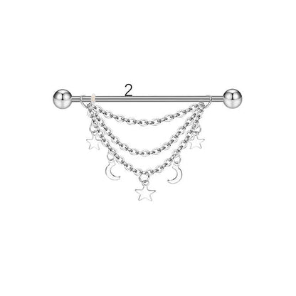 1PCS Stainless Steel dangling Industrial Piercing Barbell 14G Star Industrial Earring Tragus Cartilage Jewelry Industrial Rings