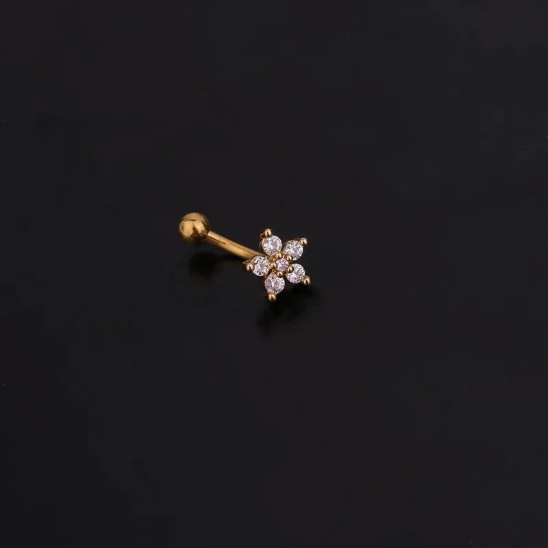 Flower Star Curved  Eyebrow Piercing Bar Colour Ball Barbell Curve Banana Cartilage Ear Piercing