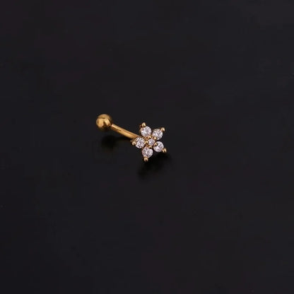 Flower Star Curved  Eyebrow Piercing Bar Colour Ball Barbell Curve Banana Cartilage Ear Piercing